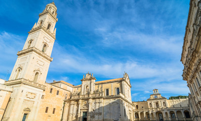 Fototapeta na wymiar Piazza del Duomo square with Cathedral in Lecce