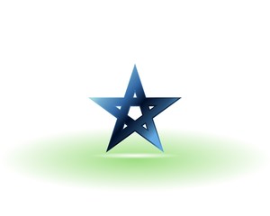 Obraz premium blue pentagram on a white background