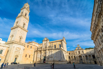 Piazza del Duomo square with Cathedral in Lecce