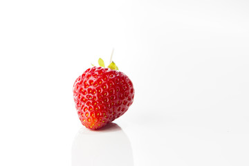 Fresh Strawberry Closeup on White Background