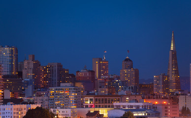 Obraz premium Nocny widok panoramę San Francisco