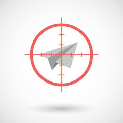 Red crosshair icon targeting a paper plane