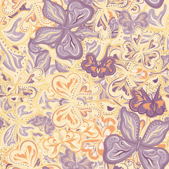 Seamless vector pattern with butterflies for textile, fabric or wallpaper