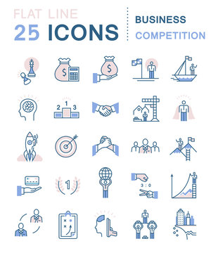 Set Vector Flat Line Icons