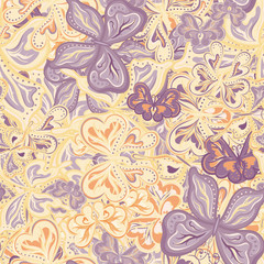 Seamless vector pattern with butterflies for textile, fabric or wallpaper