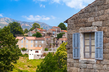 Fototapeta na wymiar Aullene village, Corsica, France. Street view