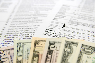 Tax refund with money