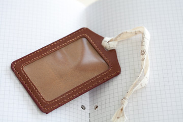 leather luggage tag and notebook pencil for plan journey