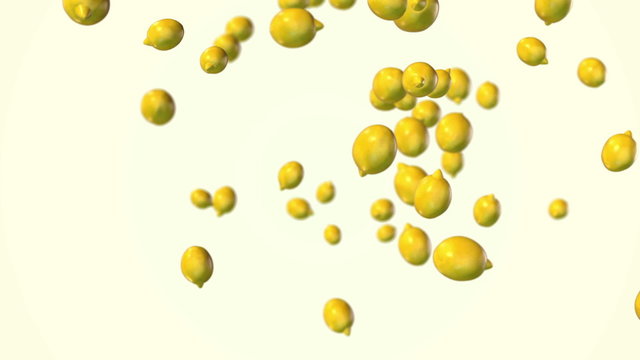 Falling lemon on white background. 