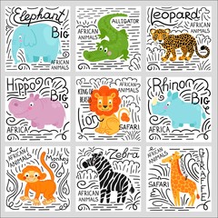 African animals set vector background © havroshechka