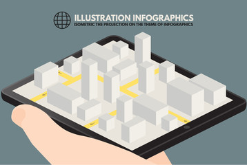 Infographics gadget, illustration isometric style