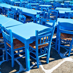table in santorini europe greece old restaurant chair and the su