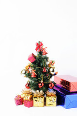 Christmas tree decoration on white backgrounds vertical side vie