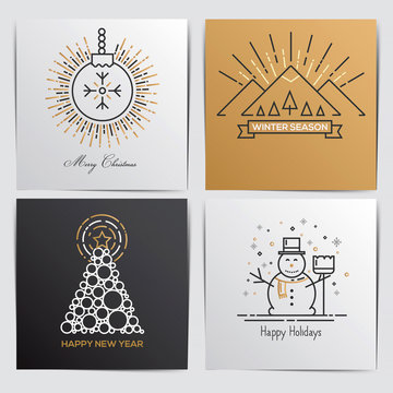 Merry Christmas Outline Greeting Cards