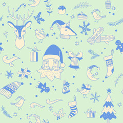 Fototapeta premium Happy New Year and Merry Christmas. seamless pattern