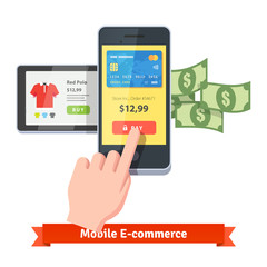 Online shopping and mobile payments concept