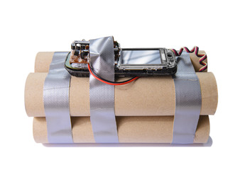 Homemade terrorist bomb with mobile phone