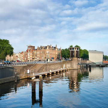 Calm cityscape on an early summer morning, Amsterdam, The Netherlands