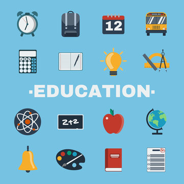 Education Objects Icons Set