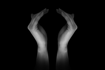 Composite image of hands showing