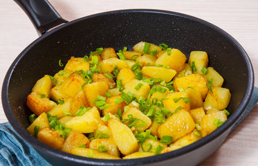 roasted potatoes in a frying pan