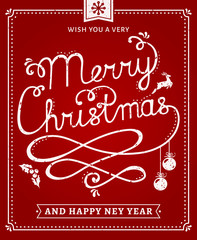 Christmas and New Year lettering card.