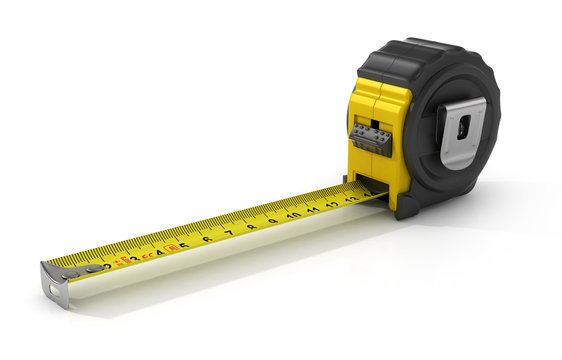 3d render tape measure isolated on white background.