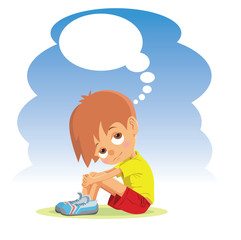 Sad boy thinking about something