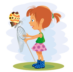 Little girl and butterfly