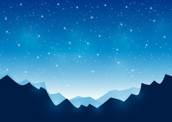 Obraz premium Mountains on starry sky background
