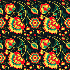 Floral seamless pattern in slavonic style