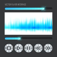 User Interface player Elements. vector buttons steel style and e