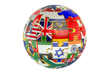 Jigsaw flag piece globe