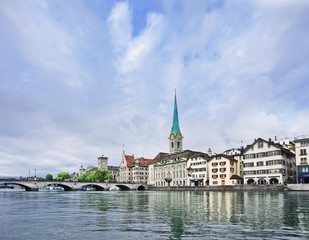 Picturesque, well preserved old city center of Zurich, Switzerland