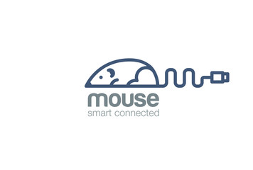 Digital Mouse Logo design vector template linear style Creative