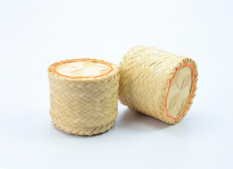 wicker for rice on white background