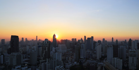 Cityscape sunset at evening time