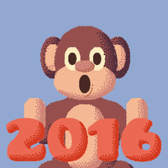 Dotted monkey. Symbol of 2016. Rose Quartz and Serenity colors