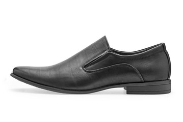 Single of classical black leather shoes for men, without shoelaces