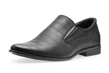 Single of classical black leather shoes for men, without shoelaces