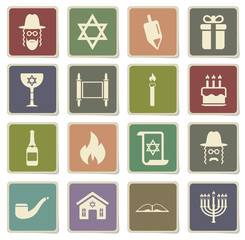 Naklejka premium Hanukkah simply icons