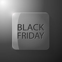 Black Friday banner on a glass button