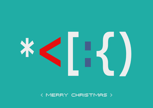 ASCII Art - Karte - Merry Christmas bunt