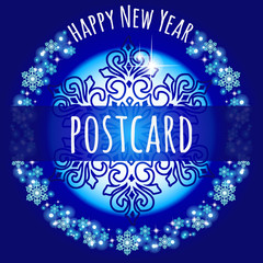 Bright blue card with snowflakes for your design needs