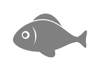 Grey fish icon on white background
