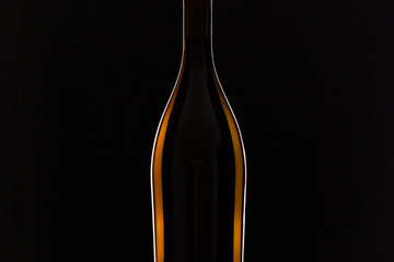 Detail of bottle with red wine