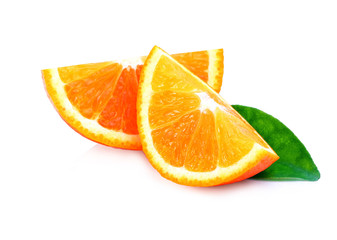 Fresh orange fruit slice isolated on white background