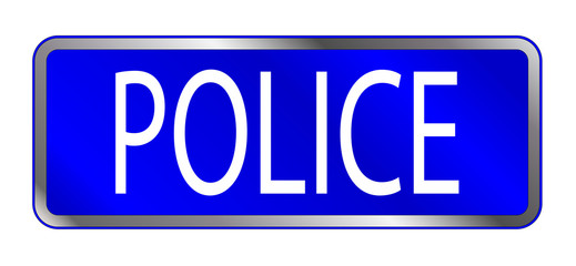 Blue Isolated Police Sign
