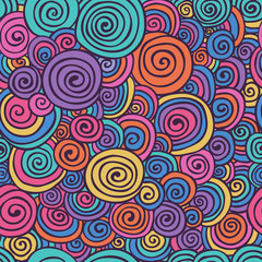 Abstract Colorful Hand Sketched Swirls Seamless Background Pattern