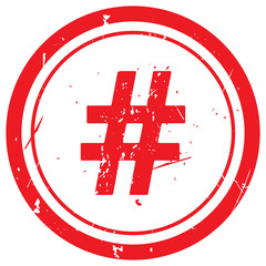 Red Hashtag rubber stamp